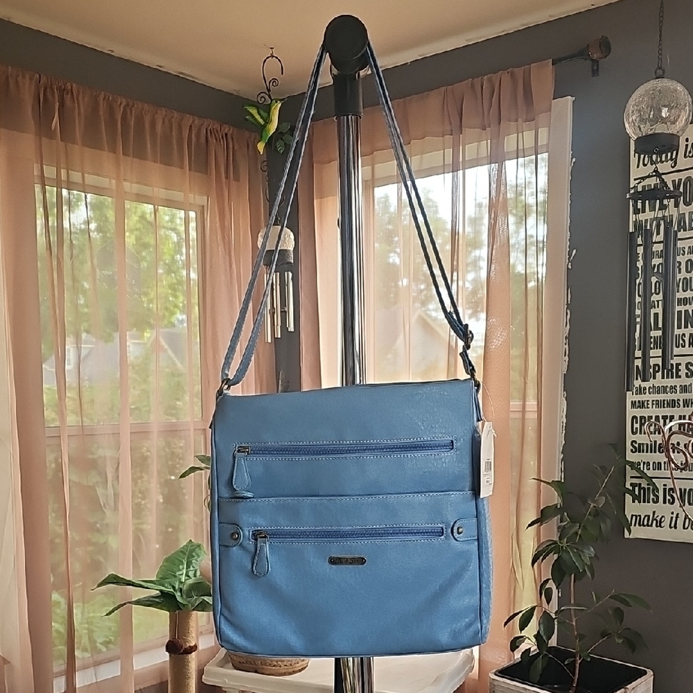 NWT Powder Blue Crossbody Bag with Soft Material and Adjustable Straps
